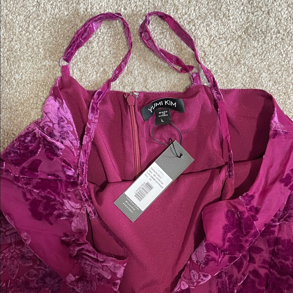 Yumi Kim Velvet Floral Slip Dress in Deep Berry NWT - Picture 6 of 6